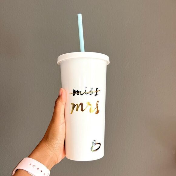 Kate Spade Miss to Mrs Tumbler w/ Straw - Picture 1 of 5